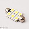 Spollampa 37mm, 6 LED, Vit 6000K, 1st