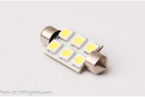 Festoon 37mm, 6 LED, white 6000K, 1 lamp
