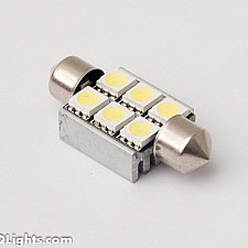 LED Bulb, Festoon 37mm, Canbus, 6 LED, White 6000K, With Heatsink, 1 Lamp