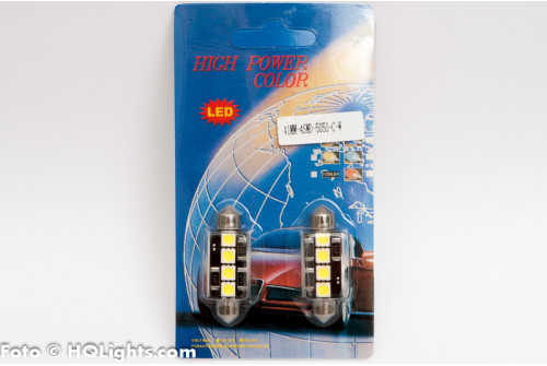 Spoollampa C5W LED 41mm, canbus, 4 LED, vit 6000K 2st