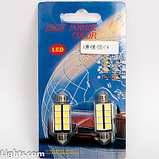 LED Bulb, Festoon C5W 41mm 8 LED Canbus White 6000K, 2 Lamps
