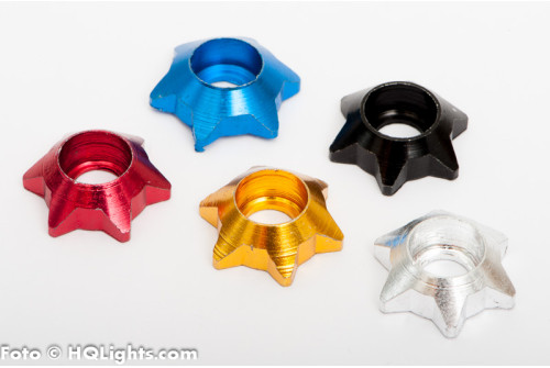 Colored JDM aluminium car washers for number plates, fenders, etc. Star shape. (1 pc)