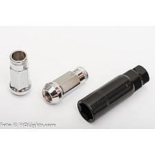 Hjulmuttrar M12 x 1,25 48 mm 60° Stål Kromade 20st Inkl. Adapter, Muteki