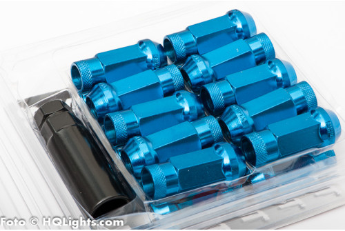 Hjulmuttrar Muteki M12 x 1,25 48 mm 60°, stål, blå, 20st inkl. adapter