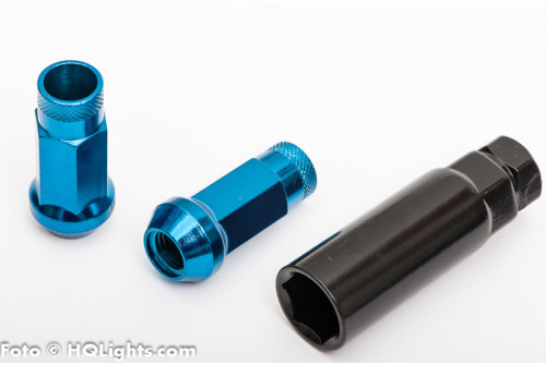 Hjulmuttrar Muteki M12 x 1,25 48 mm 60°, stål, blå, 20st inkl. adapter
