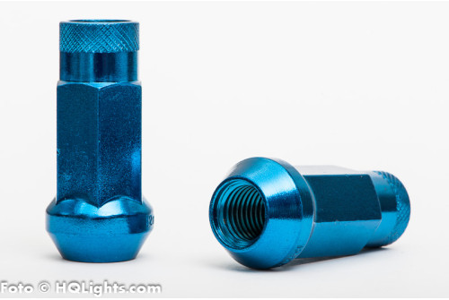 Hjulmuttrar Muteki M12 x 1,25 48 mm 60°, stål, blå, 20st inkl. adapter