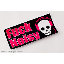 Klistermärke, Svart Bakgrund, 145x70mm, Fuck Noisy