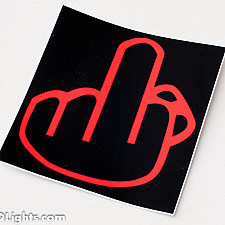 Sticker, Red on Black Background, 90x85mm