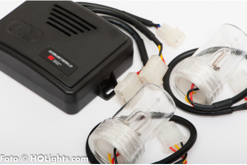 Strobe flash lights, 2 very powerful strobe lamps with control box, white