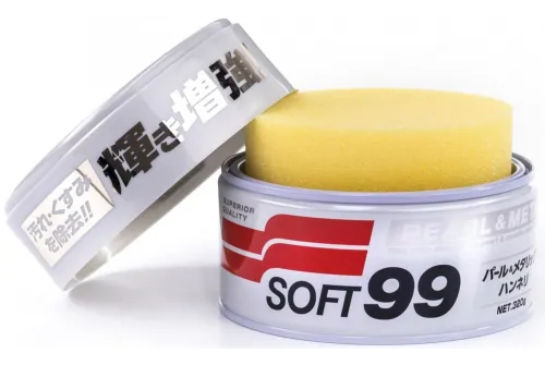 Car Wax SOFT99 320g tin for metallic and pearl-effect paint with hydrophobic high-gloss finish
