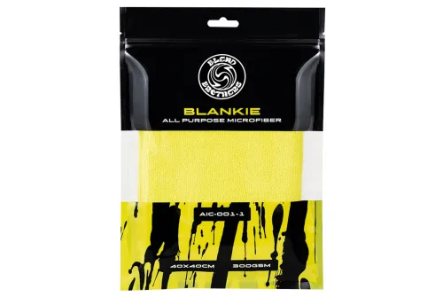 Yellow Blend Brothers microfibre towel 300GSM with laser-cut edges for car interior care
