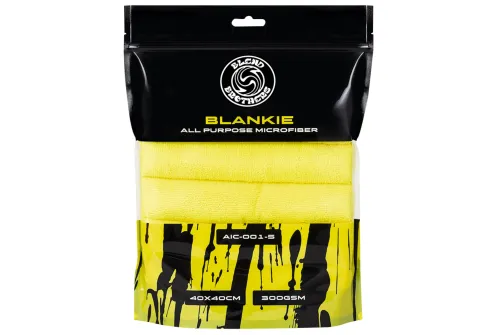 Yellow Blend Brothers microfibre towel 300 GSM 5-pack with laser-cut edge for interior detailing