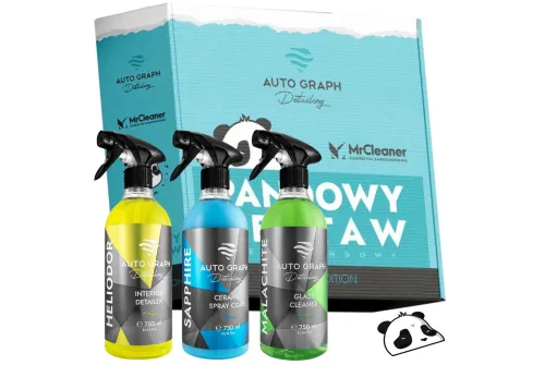 Auto Graph Car Care Kit with three 750ml bottles of Quick Detailer, glass cleaner and interior cleaner