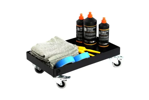 Poka Premium work trolley in galvanised steel with low compact construction for detailing and workshop