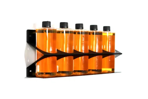 Wall-mounted bottle rack 5 x 1L LITE from Poka Premium in matt black structural steel