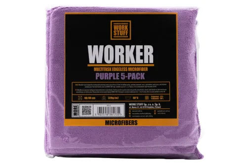 Lila mikrofiberduk 40x40 cm från Work Stuff med laserskurna kanter, 5-pack för detailing