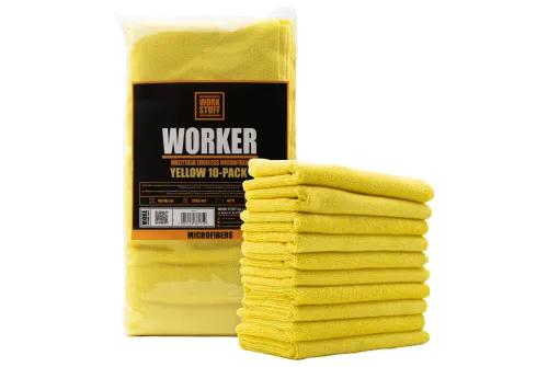 Gul WORK STUFF Microfiber Duk 40x40 cm sömlös för repfri torkning och polering av lack