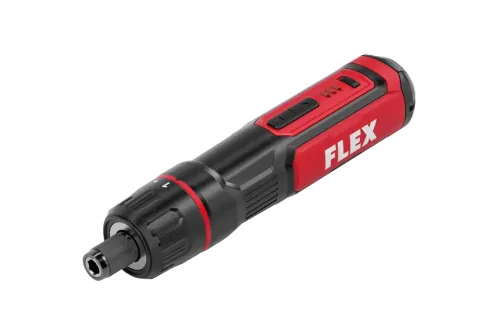 Kompakt batteridriven FLEX skruvdragare 4V med LED-belysning och USB-C-laddning för monteringsarbeten