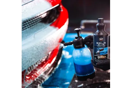 Blue active snow foam K2 Bela Blue Fast and Furious one litre bottle for effective pre-wash