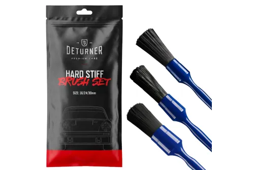 Deturner Detailingborstset med tre hårda borstar i storlekarna 16, 24 och 30 mm för fälgar och motorrum