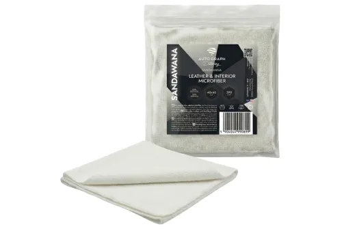 Vit sömfri microfiber duk 40x40cm från Auto Graph för rengöring av läder och interiör