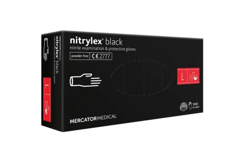 Svarta nitrilhandskar storlek L från Monster Shine, 100-pack med kemiskt skydd och strukturerad yta