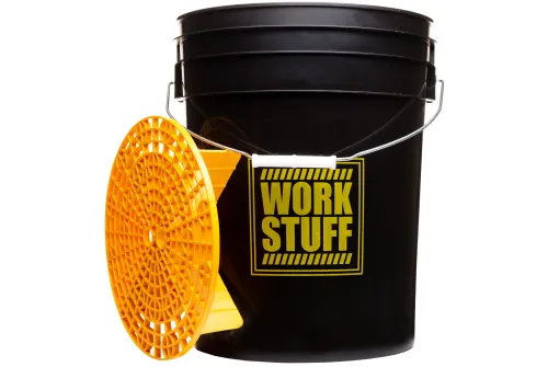 Svart WORK STUFF Buckets detailinghink med integrerad smutsseparator för professionell biltvätt och detailing