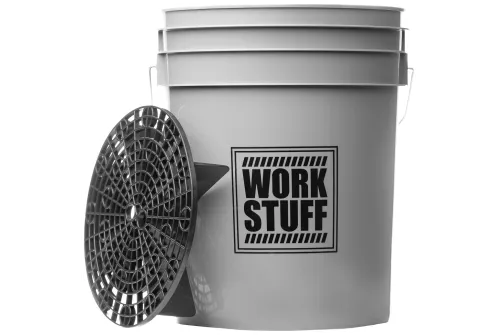 Grå detaljeringshink 20L från WORK STUFF Buckets med separator för biltvätt och detailing