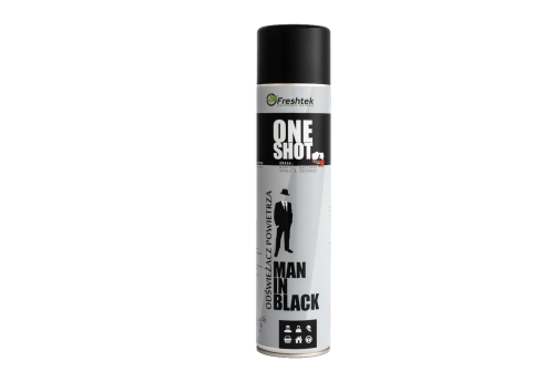 Freshtek Air Freshener One Shot Man in Black 600ml spray bottle for vehicle cabin care