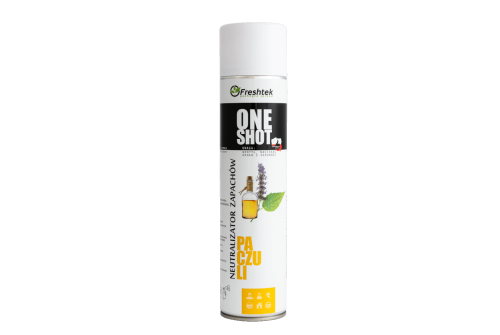 Freshtek Odour Eliminator Patchouli 600ml spray bottle for neutralising odours in vehicle interiors