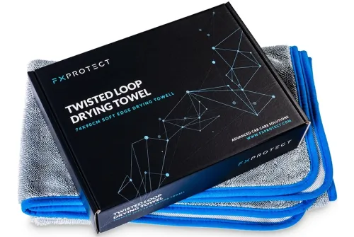 FX PROTECT Microfiber Torkhandduk 74x90cm 550GSM dubbelsidig vriden loop för skonsam torkning av fordonslack