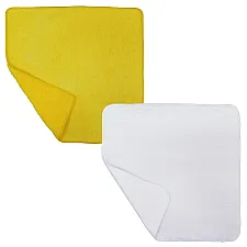 Microfiber Cloth Set 35x35cm Dual-Sided Soft Long Short Pile Yellow White, Prostaff