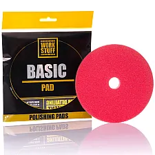 Poleringspad, Mjuk Röd 140 mm, Fasade kanter, Central hål, Work Stuff