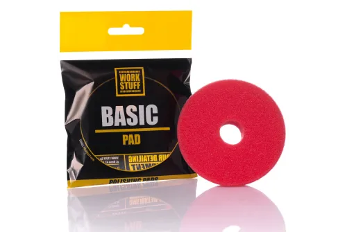 Poleringspad, Mjuk Röd 80/90 mm, Fasade kanter, Central hål, Work Stuff