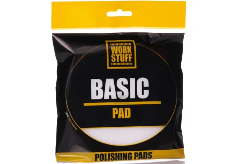 Poleringspad, High-Cut Vit Skum, 140 mm, Vinklad kant, Hål, Work Stuff