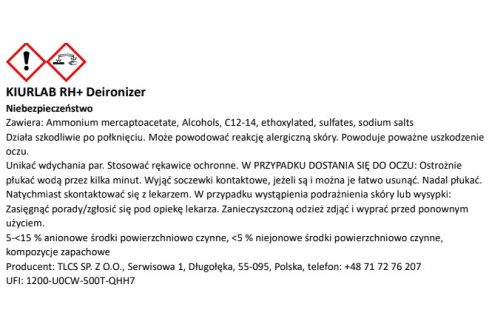 KiurLab RH+ - usuwa zanieczyszczenia metaliczne, deironizer 20L