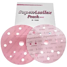 Sanding Disc Assilex Peach 152mm P1500 15-Hole Hook-and-Loop for Fine Sanding, Kovax