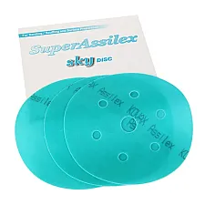 Assilex Sky 152mm K600 Latex Backing Dry Sanding Disc 15-Hole Fast Cut, Kovax