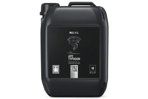 White jerry can of ADBL APC Typhoon All-Purpose Cleaner 10 litres with citrus scent for car care and detailing