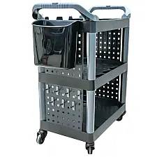 Detailing Tool Trolley 3-Tier Pegboard Storage 360° Swivel Wheels Black/Grey, Chemicalworkz