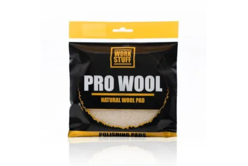 WORK STUFF Wool Pad 130mm naturlig ull kort lugg kardborre för compound och grovpolering