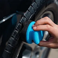 Tire Dressing Applicator Sponge with Hard Foam Handle and Soft Wavy Sponge Surface, K2
