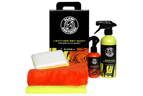 Leather care kit soft 700ml with cleaner, conditioner and microfibre towels for matt leather finish