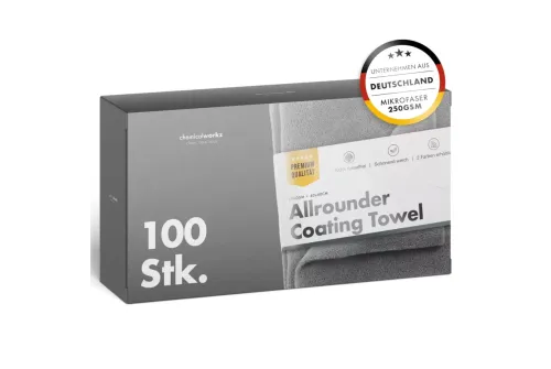 Grå mikrofiberduk Coating Towel 250gsm 40x40cm från ChemicalWorkz New, 100-pack förpackning