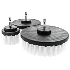 Drill Brush Set Ø50/Ø100/Ø125mm Soft White Bristles Hex Shank, ChemicalWorkz New