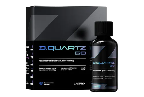 CarPro DQuartz GO 30ml nanodiamond coating bottle offering scratch-resistant, hydrophobic paint protection for cars