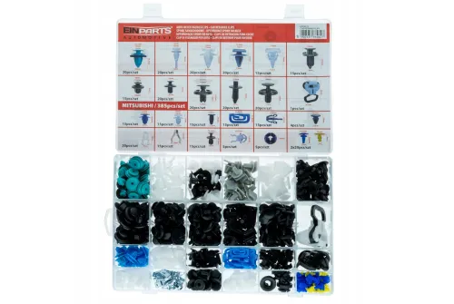 Car clip set with 385 pieces in 24 types, rust-resistant fastener clips for Mitsubishi from MrCleaner