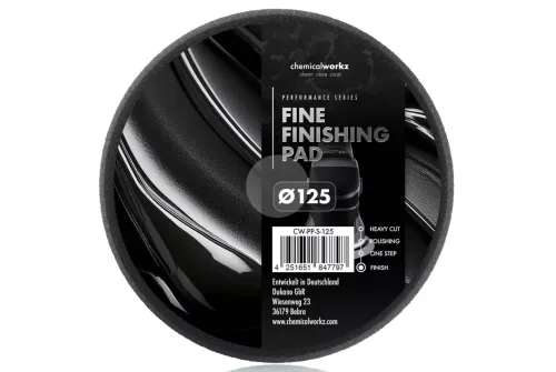 Svart Finishing Pad 125mm mjuk skumpad med finporig struktur och värmeavledning för högglans finish