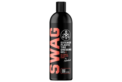 Däckglans Gel 500ml med Si-Polymer-formula och satinfinish från SWAG Detailing Cosmetics för vattenavvisande yta