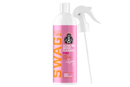 Bottle of alkaline gel wheel cleaner 500ml in neon pink, SWAG Detailing Cosmetics